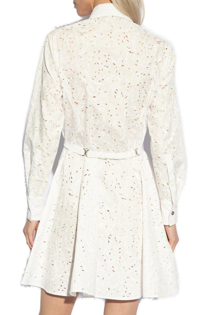 Versace Sangallo Barocco-embroidered Long-sleeved Shirt Dress - Women