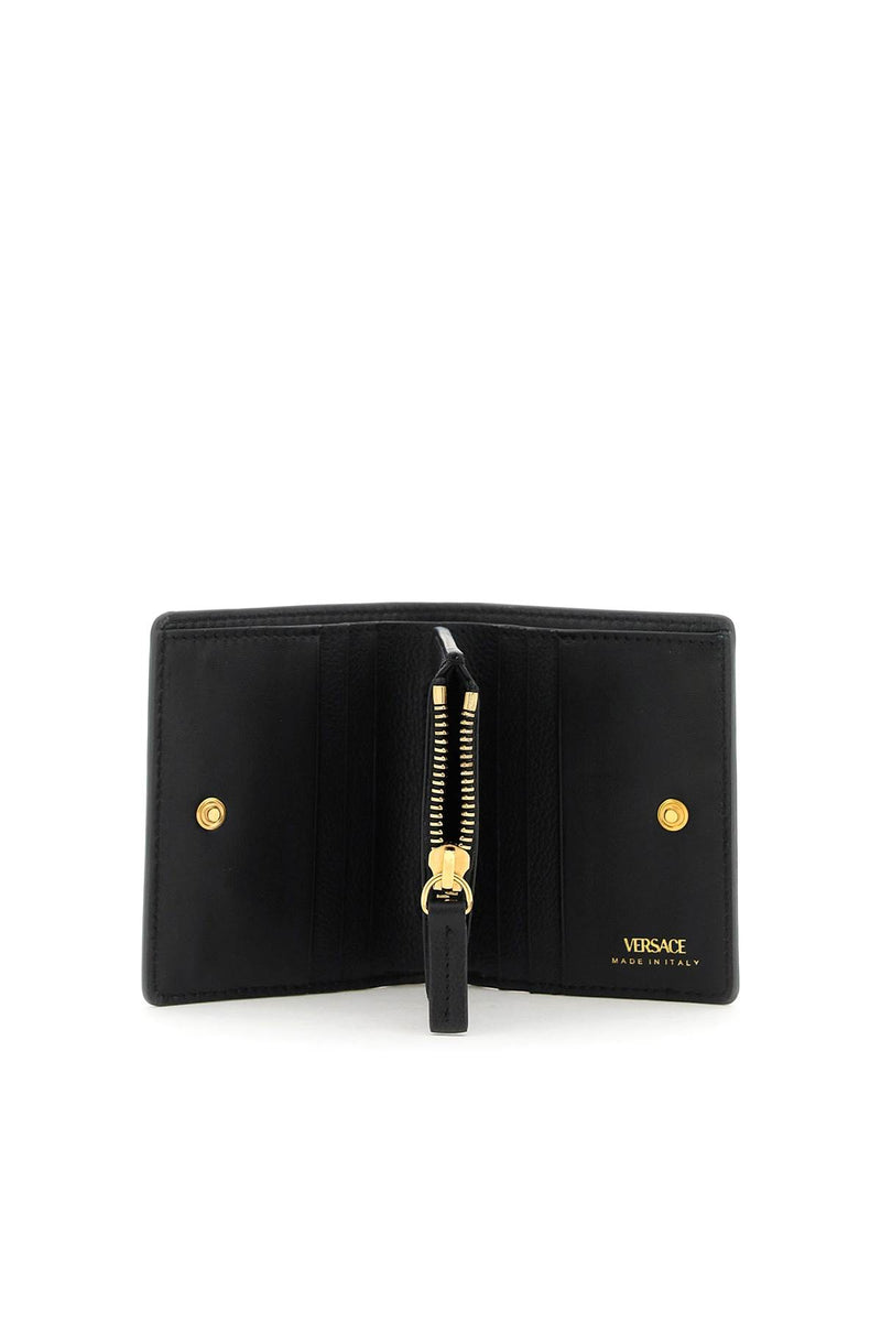 Versace La Medusa Wallet In Black Leather - Women