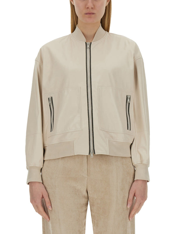 Brunello Cucinelli Leather Bomber Jacket - Women