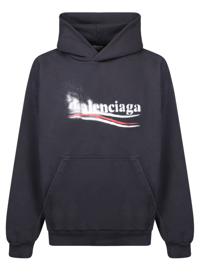 Balenciaga Political Stencil Black Hoodie - Men