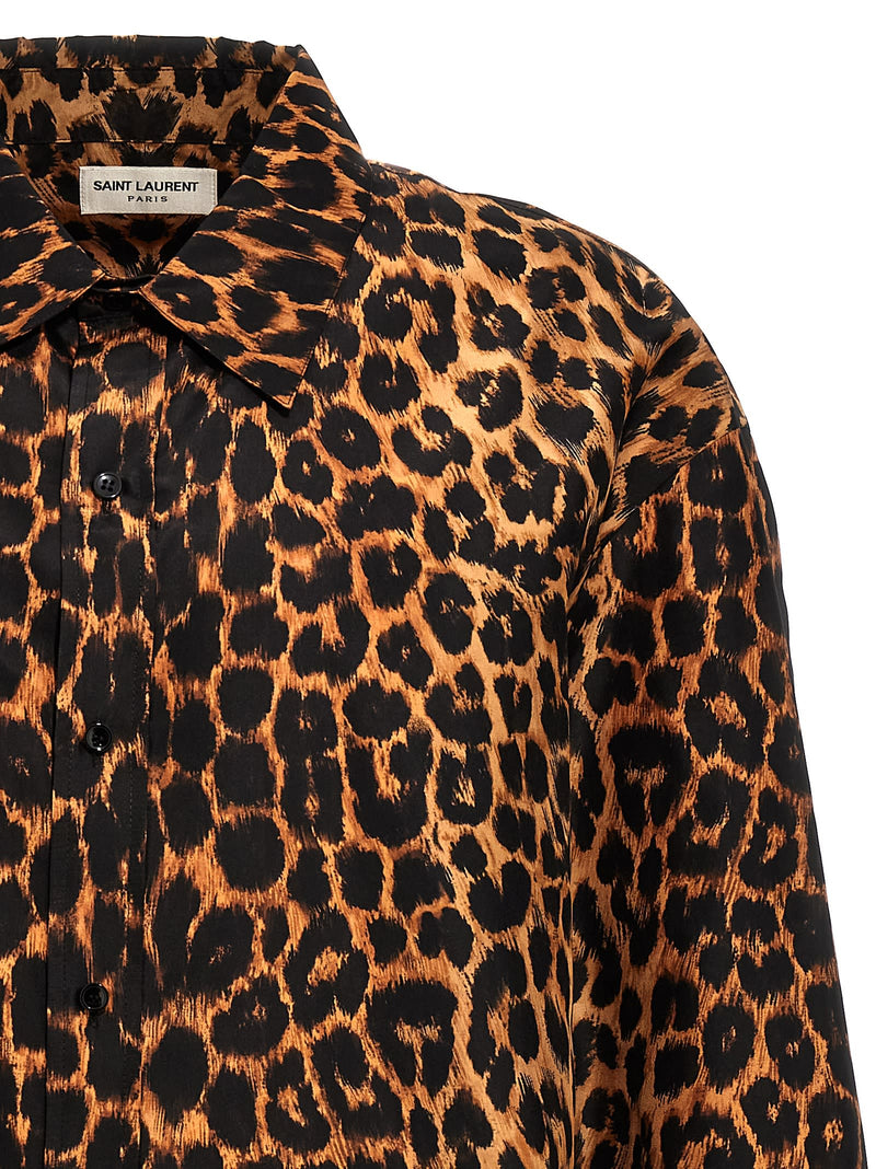 Saint Laurent Leopard Print Taffeta Shirt - Men