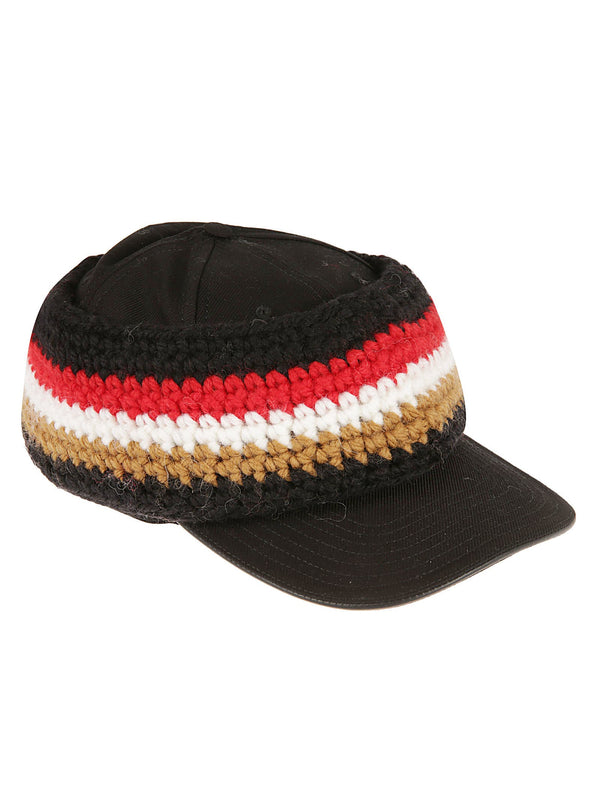 Burberry Stripe Knit Headband Baseball Cap - Men