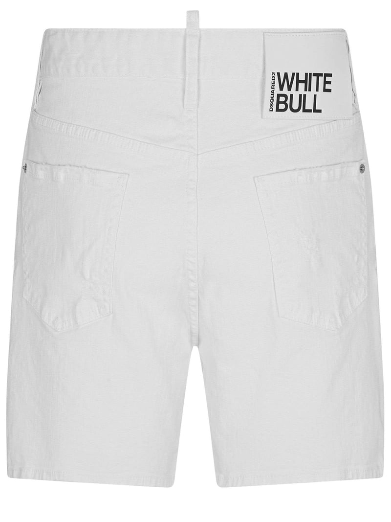 Dsquared2 White Bull Denim Shorts - Men