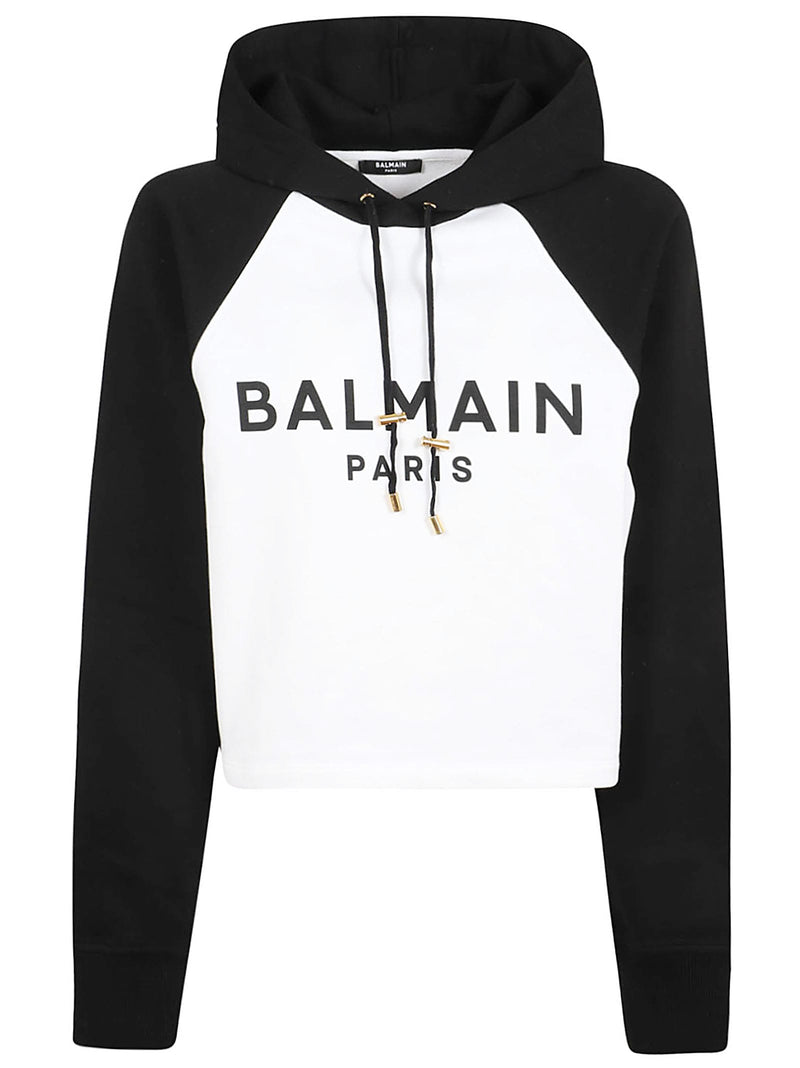 Balmain Print Raglan Cropped Hoodie - Women