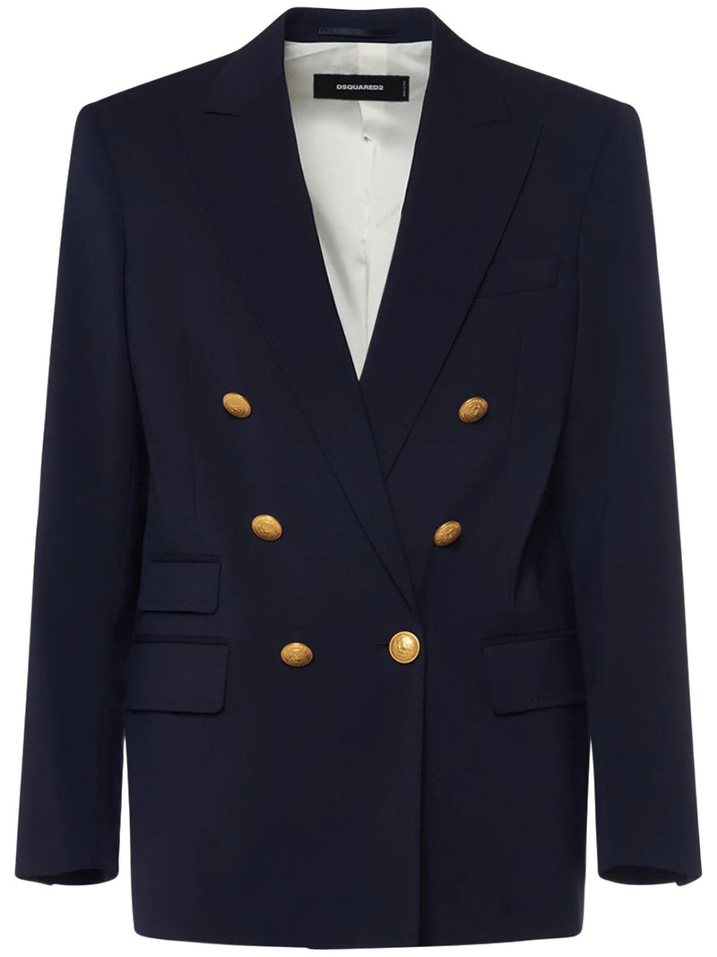 Dsquared2 Navy Blue Wool Twill Jacket - Men