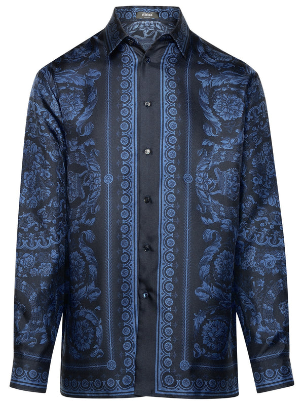 Versace barocco Blue Silk Shirt - Men