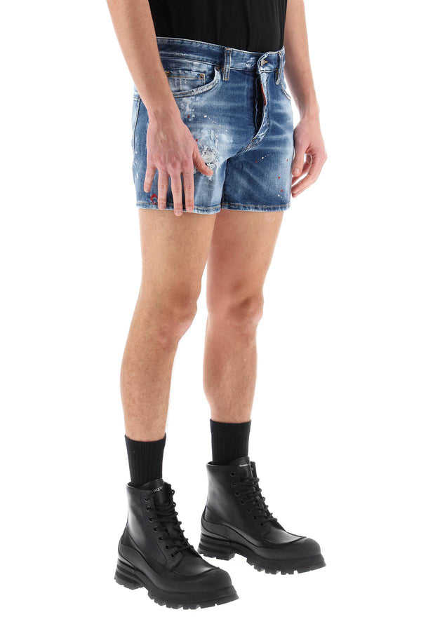 Dsquared2 Sexy 70s Shorts In Worn Out Booty Denim - Men