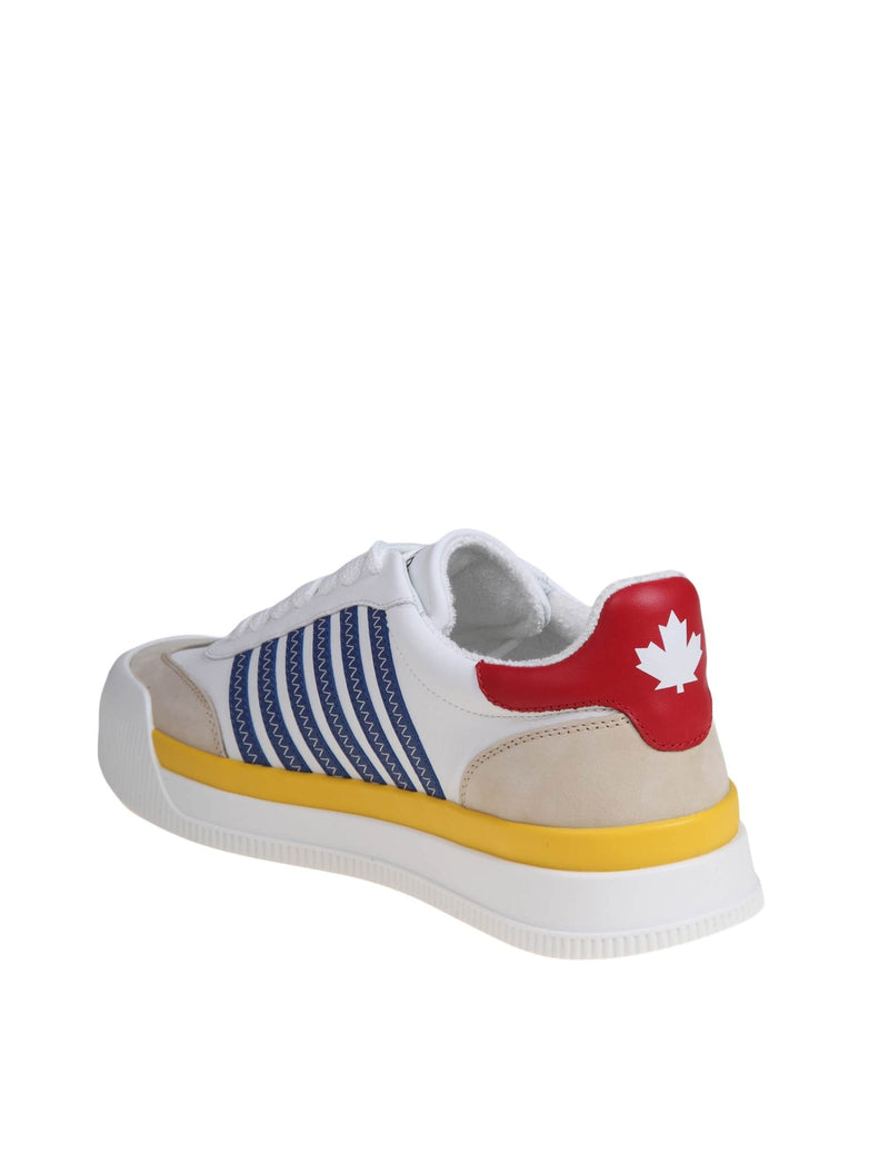 Dsquared2 New Jersey Sneakers In White/blue Leather - Men