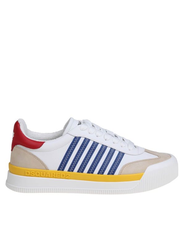 Dsquared2 New Jersey Sneakers In White/blue Leather - Men