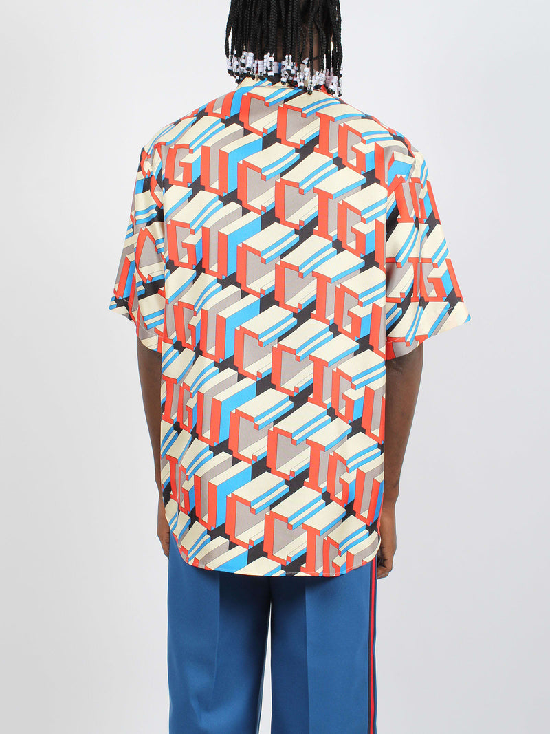 Gucci Pixel Print Silk Shirt - Men