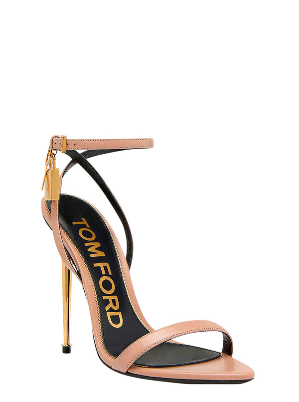 Tom Ford Pink Sandals With Metal Heel And Padlock In Leather Woman - Women