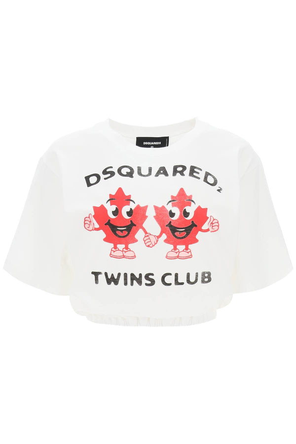 Dsquared2 Cropped T-shirt With Twins Club Print - Women