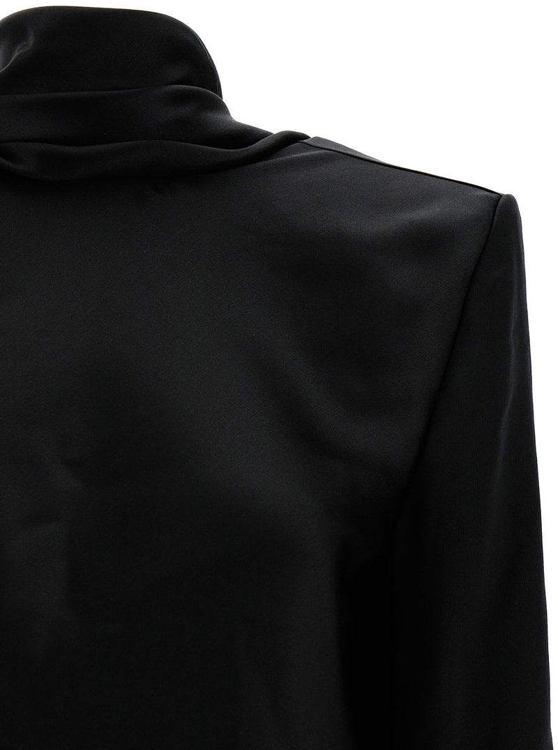 Saint Laurent Black Blouse With Cowl-back In Silk Satin Woman - Women