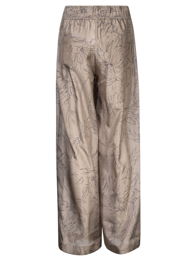 Brunello Cucinelli Elastic Waist Wide Leg Printed Trousers - Women