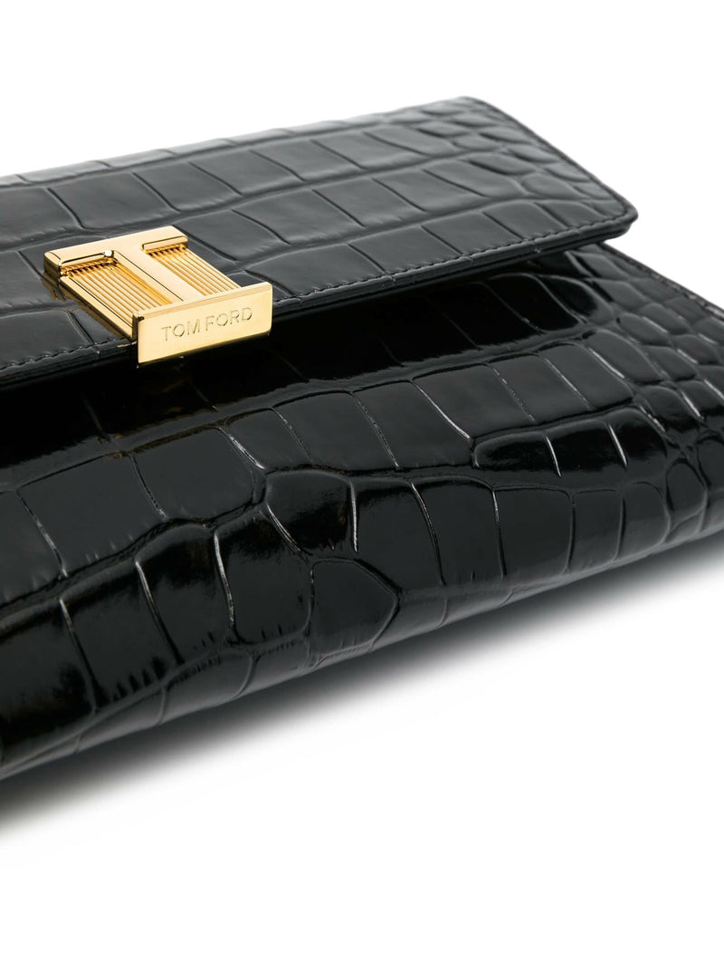 Tom Ford Shiny Stamped Croc Clutch - Women