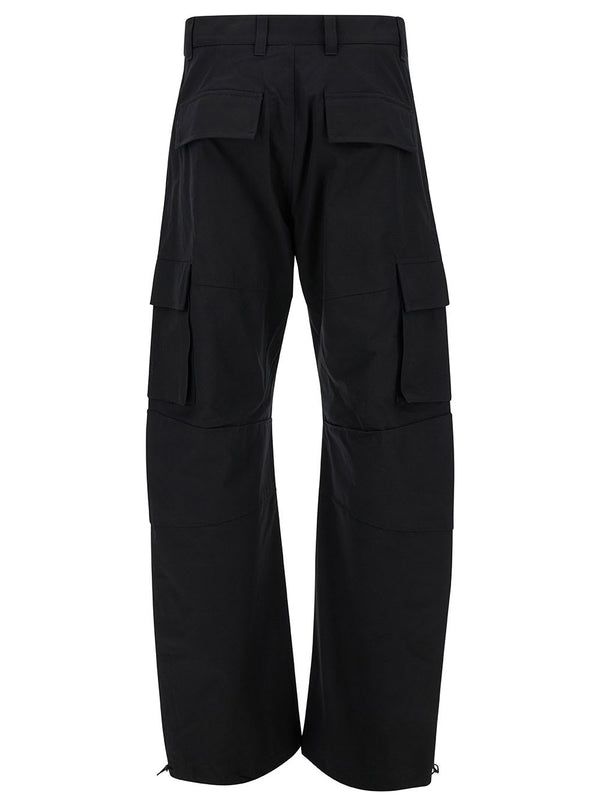 Givenchy Black Arched Cargo Pants With Logo Embroidery In Cotton Man - Men