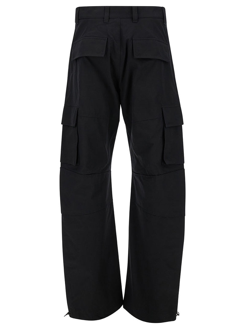 Givenchy Black Arched Cargo Pants With Logo Embroidery In Cotton Man - Men