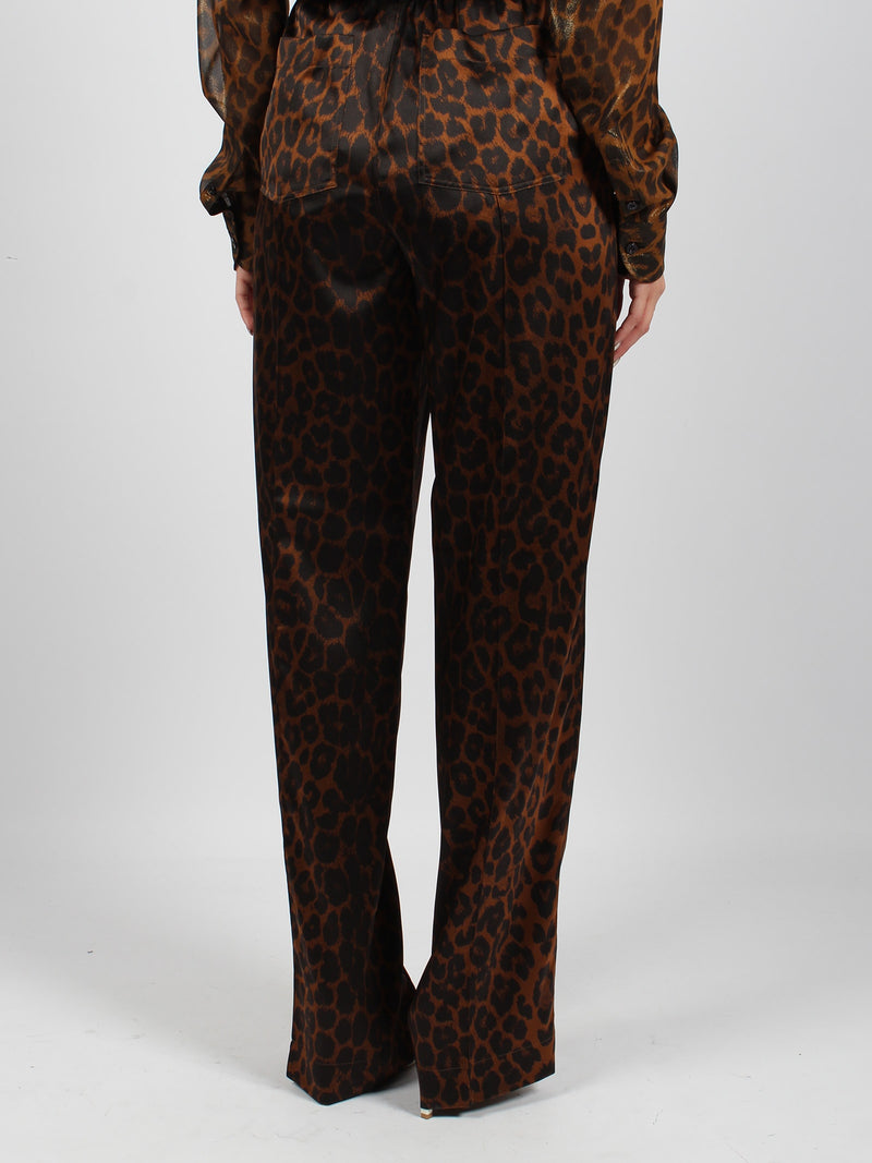 Tom Ford Reflected Leopard Print Silk Satin Signature Pj Pants - Women