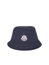 Moncler Logo Patch Blue Bucket Hat - Men