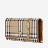 Burberry Check Wallet With Chain Strap - Women