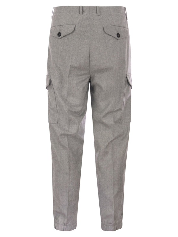 Brunello Cucinelli Wool Trousers With Cargo Pockets And Zipped Bottoms - Men