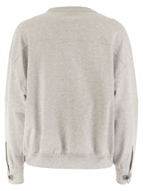 Brunello Cucinelli Cotton Interlock Topwear With Shiny Sleeve Detail - Women