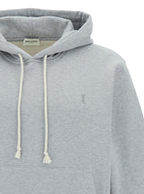 Saint Laurent Grey Hoodie With Cassandre Embroidery In Cotton Man - Men