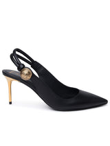 Balmain Black Leather Sling Back - Women