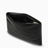 Saint Laurent Black Padded Leather Clutch Bag With Logo - Men