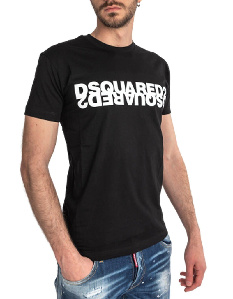 Dsquared2 Black T-shirt Mirrored Logo - Men - Piano Luigi