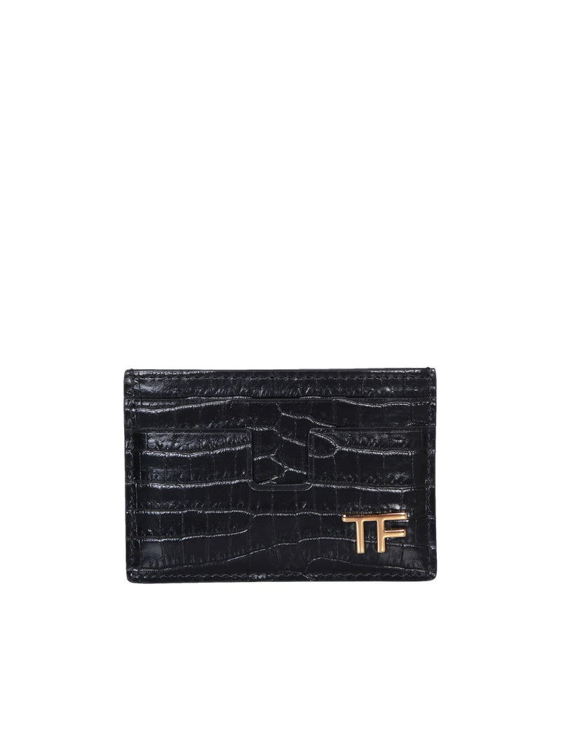 Tom Ford Crocodile 4 Slots Black Cardholder - Men - Piano Luigi