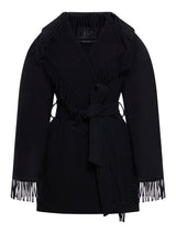 Balenciaga Fringe Jacket Fringed Brushed Wool - Women