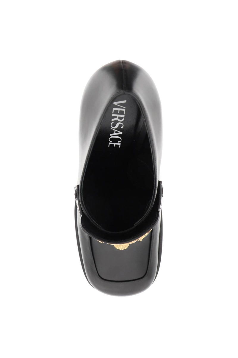 Versace Logo Detail Leather Loafers - Women