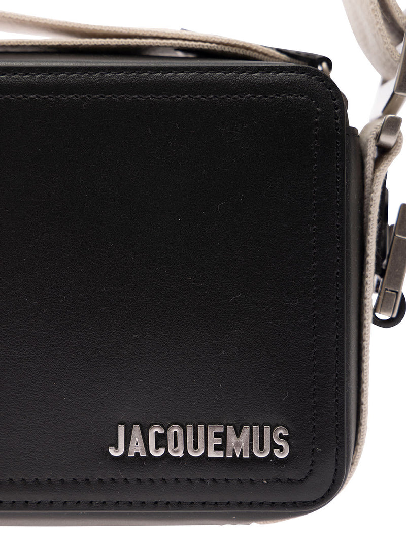 Jacquemus le Cuerda Horizontal Black Shoulder Bag With Logo In Relief In Smooth Leather Man - Women