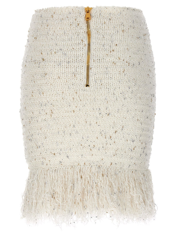 Balmain fringed Tweed Skirt - Women