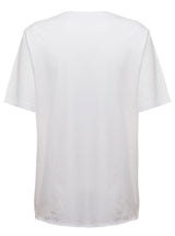 Saint Laurent Womans White Cotton T-shirt With Heart Print - Women