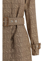 Versace Brown Cotton Blend Trench Coat - Women