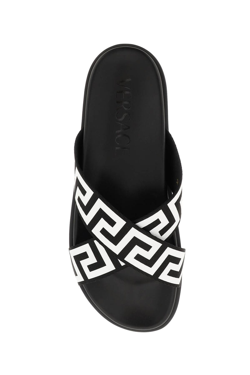 Versace Black/white greca Sandal - Men