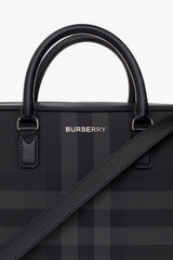 Burberry Check Pattern Logo Plaque Briefcase - Men