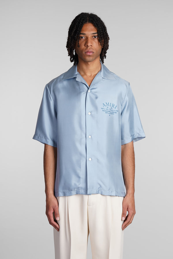 AMIRI Shirt In Cyan Silk - Men