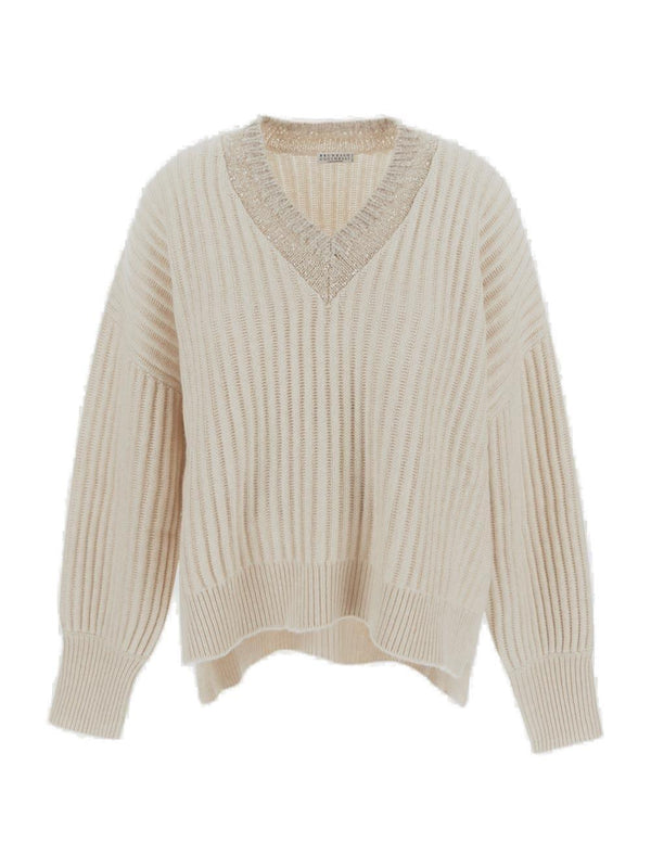 Brunello Cucinelli V-neck Knitted Jumper - Women