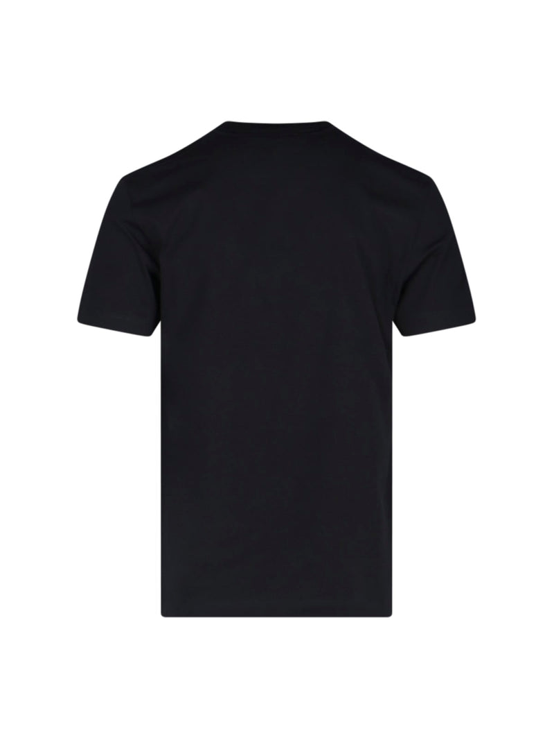 Versace Black Crewneck T-shirt With Contrasting Logo Lettering Print In Cotton Man - Men