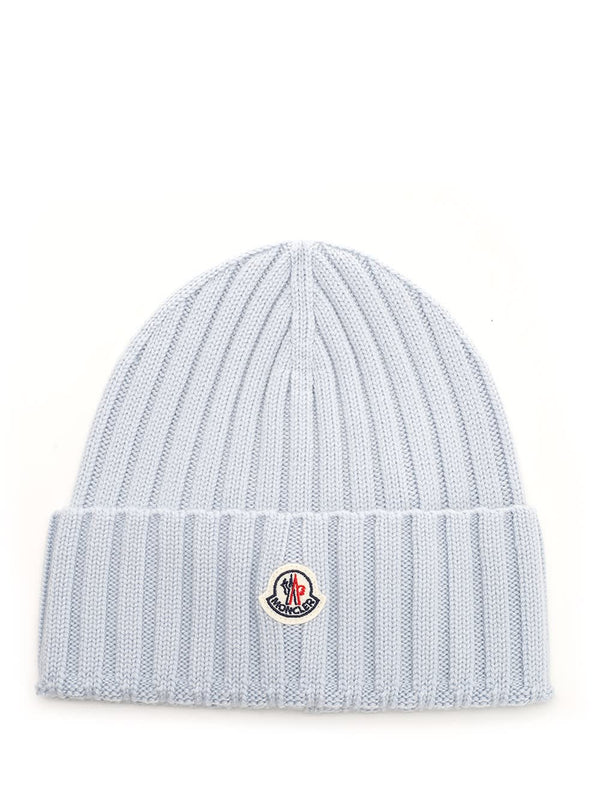 Moncler Light Blue Wool Beanie - Women