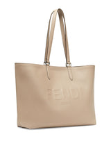 Fendi Shopper Bag In Beige Leather With Logo - Men