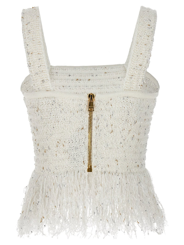 Balmain fringed Tweed Top - Women