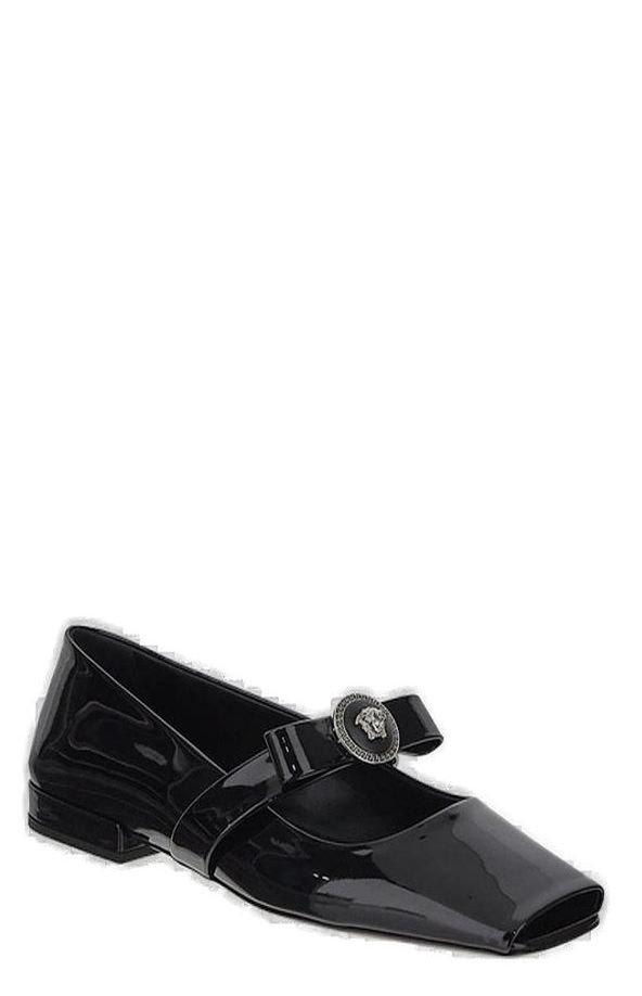 Versace Gianni Ribbon Square-toe Ballerina Shoes - Women