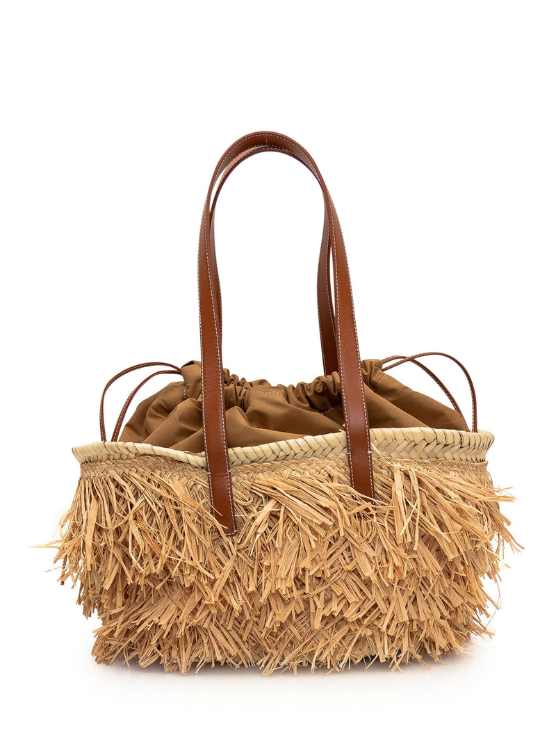 Palm Angels Drawstring Raffia Basket Bag - Women