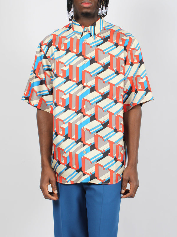 Gucci Pixel Print Silk Shirt - Men