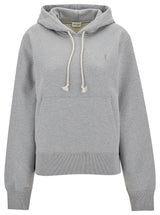 Saint Laurent Grey Hoodie With Cassandre Embroidery In Cotton Woman - Women