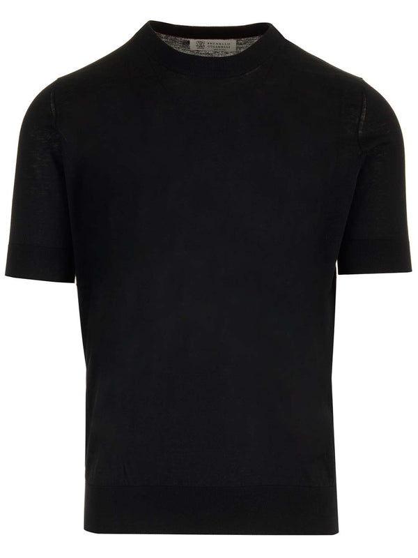 Brunello Cucinelli Black Cotton And Silk T-shirt - Men